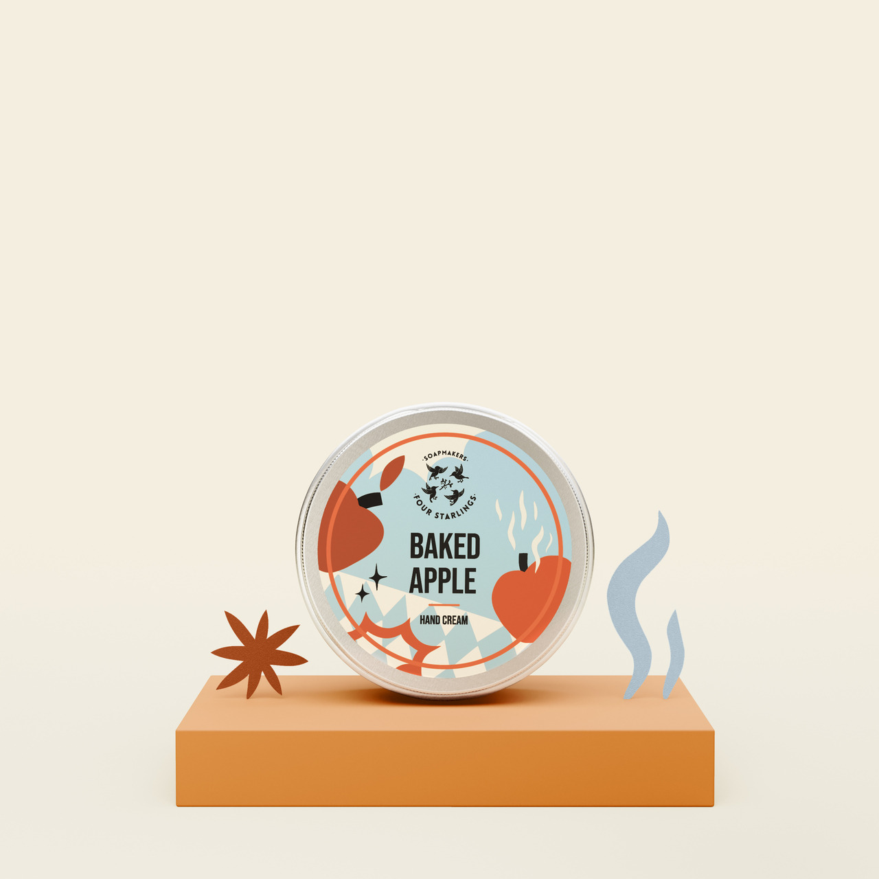 4Starlings 香烤蘋果護手霜,富含天然植物油脂與維生素 E,提供深度鎖水與屏障修復。