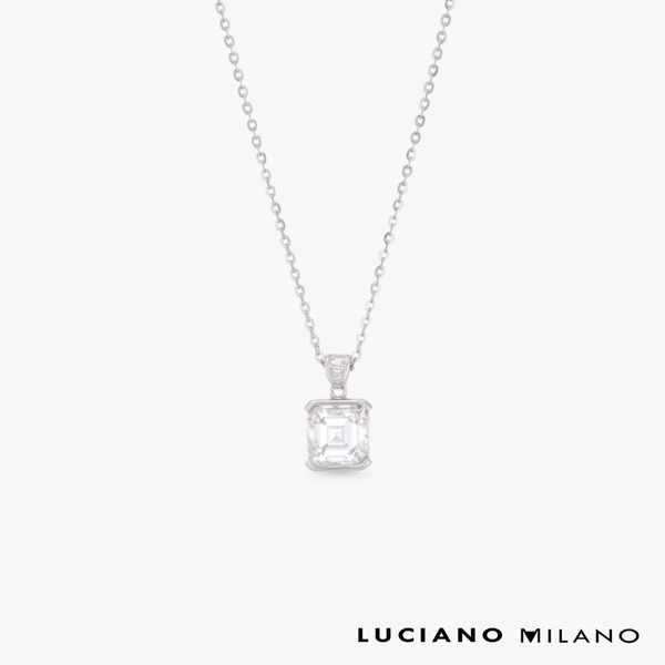 白K色莫桑石純銀項鍊-方映之光