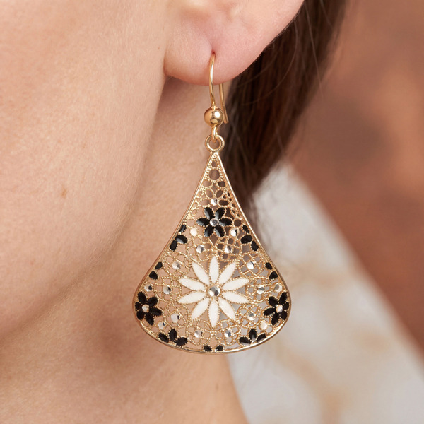 金色琺瑯純銀耳環-星燦花影