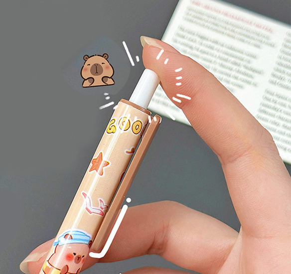 【可愛水豚君】按壓式中性筆套組