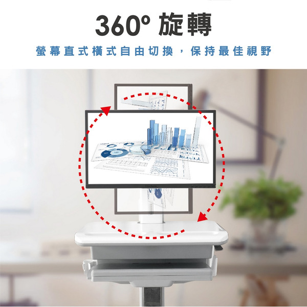 Ergograde 醫療推車 護理站推車 多功能移動式電腦推車 螢幕手臂行動推車 行動工作車 Ergograde