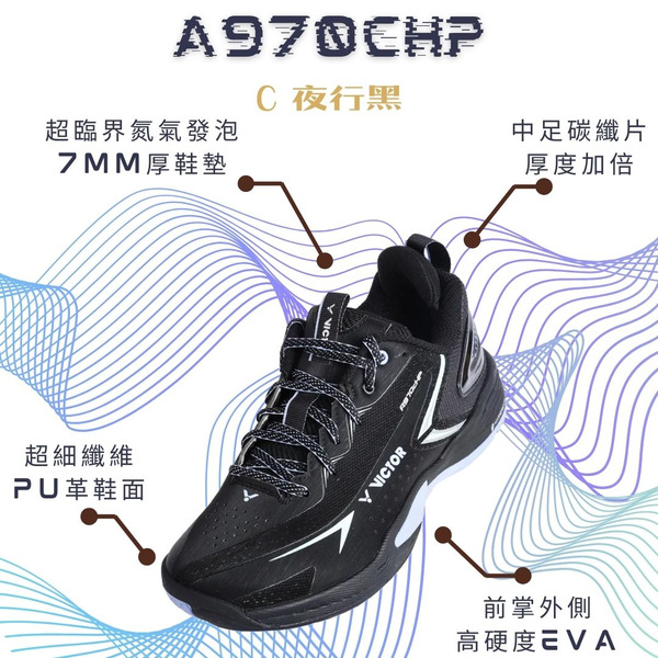 【VICTOR】{寬楦/7mm氮氣發泡厚鞋墊} A970cHP C 全面類羽球鞋