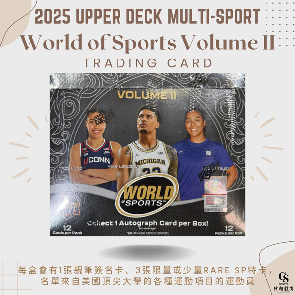 【UPPER DECK】{綜合運動} 2025 World of Sports Volume II 運動世界系列第二彈 綜合運動球員卡 (1盒12包，每包12張入)