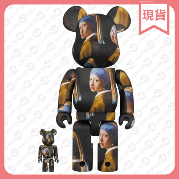 BEARBRICK JOHANNES VERMEER GITH WITH APEARL EARRING 戴珍珠耳環的少女 400+100%