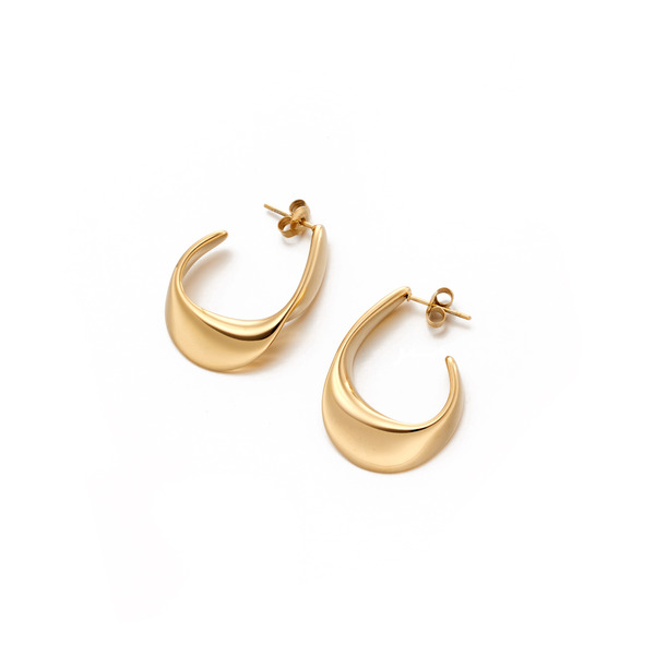 【ULOO】Glimmer 圓潤可人不鏽鋼耳環-金色 UE1001310