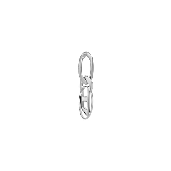 【DIESEL】Oval D Logo 不鏽鋼鎖環單耳耳環-銀色 DX1598040