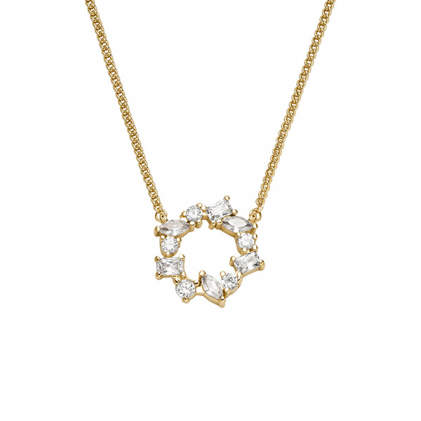 【FOSSIL】Ellis 光影織夢黃銅項鍊-金色 JA7295710