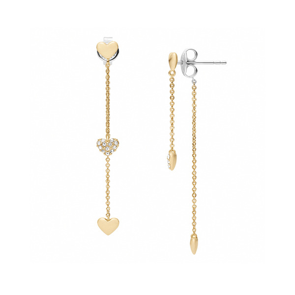 【FOSSIL】Sutton 戀戀心語黃銅吊墜耳環-金色 JA7300710