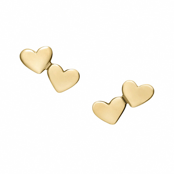 【FOSSIL】Sutton 戀戀心語黃銅耳環-金色 JA7301710