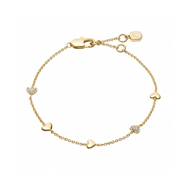 【FOSSIL】Sutton 戀戀心語黃銅手鍊-金色 JA7299710