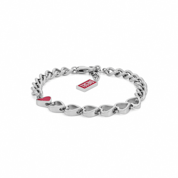 【DIESEL】D Logo 不鏽鋼叛心手鍊-銀色 DX1668040