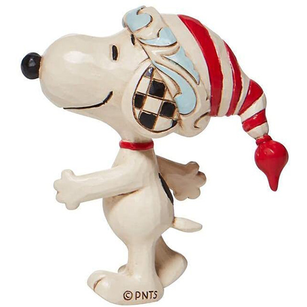 SNOOPY聖誕帽迷你塑像-Mini Snoopy wearing red and white stocking cap