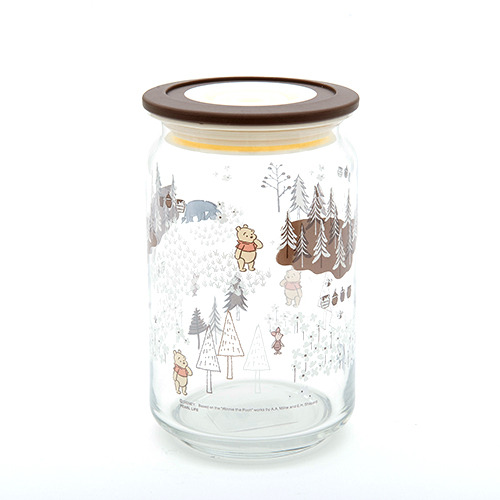 小熊維尼玻璃真空收納罐-750ml(手繪森林)