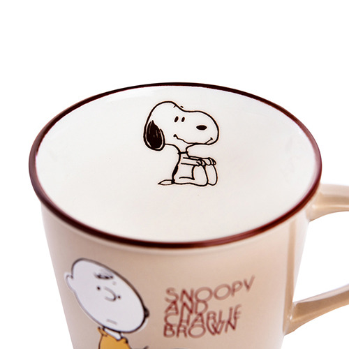 SNOOPY繽紛色彩陶瓷馬克杯(查理布朗棕)