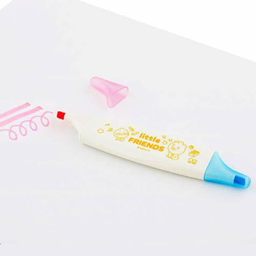 KAKAO FRIENDS日製扁型雙色香味螢光筆(小朋友-粉紅/藍)