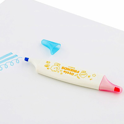 KAKAO FRIENDS日製扁型雙色香味螢光筆(小朋友-粉紅/藍)