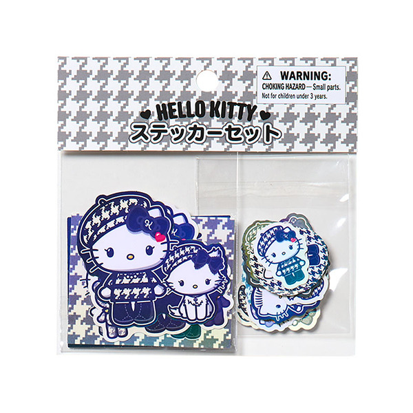 HELLO KITTY裝飾貼紙組-一組18枚入(單色千鳥格)