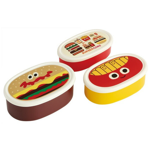 漢堡日製保鮮盒/便當盒3件組(美式好友)