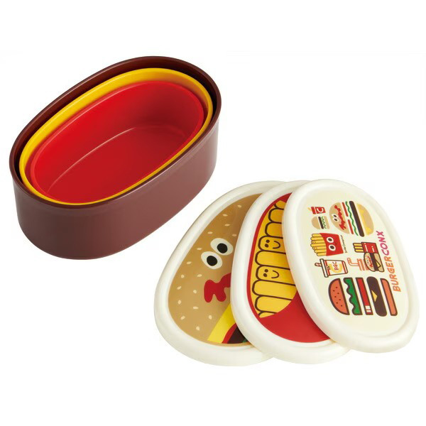 漢堡日製保鮮盒/便當盒3件組(美式好友)