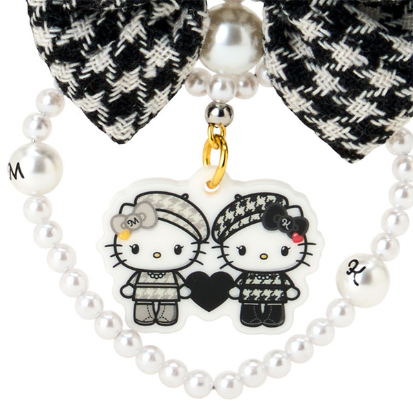 HELLO KITTY造型鑰匙圈/掛飾(單色千鳥格)