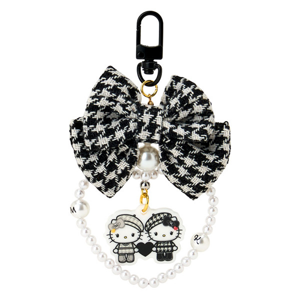 HELLO KITTY造型鑰匙圈/掛飾(單色千鳥格)