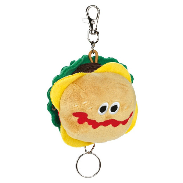 漢堡造型可伸縮絨毛零錢包