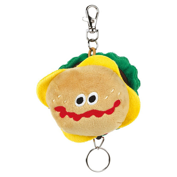 漢堡造型可伸縮絨毛零錢包