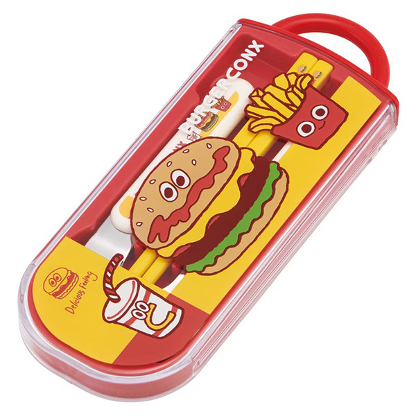 漢堡日製滑蓋式環保餐具3件組(美式好友)