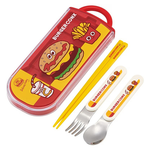 漢堡日製滑蓋式環保餐具3件組(美式好友)