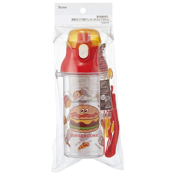 漢堡日製透明直飲水壺-480ml(美式好友)