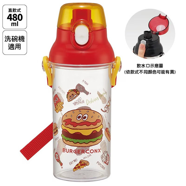 漢堡日製透明直飲水壺-480ml(美式好友)