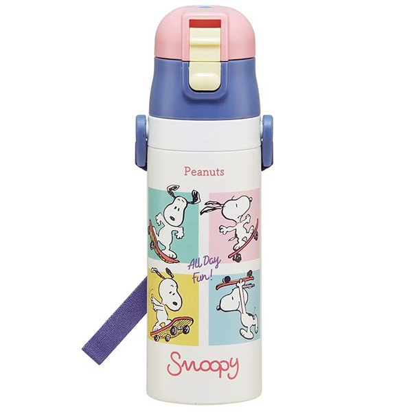 SNOOPY輕量保冷不鏽鋼直飲壺-470ml(滑板)