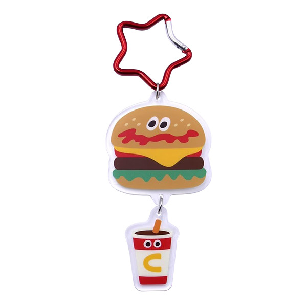 漢堡造型壓克力吊飾附鎖圈