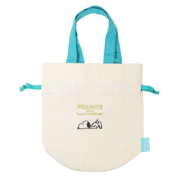 SNOOPY帆布束口提袋(趴姿-藍)