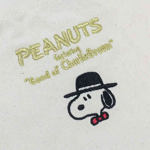 SNOOPY帆布束口提袋(紳士帽-灰)