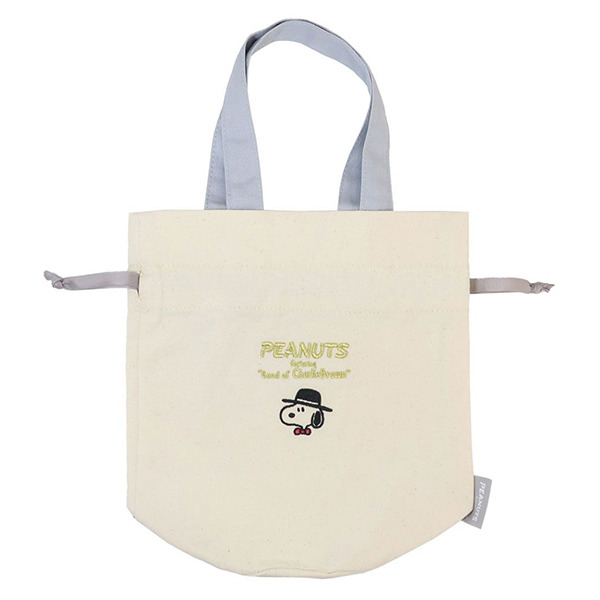 SNOOPY帆布束口提袋(紳士帽-灰)