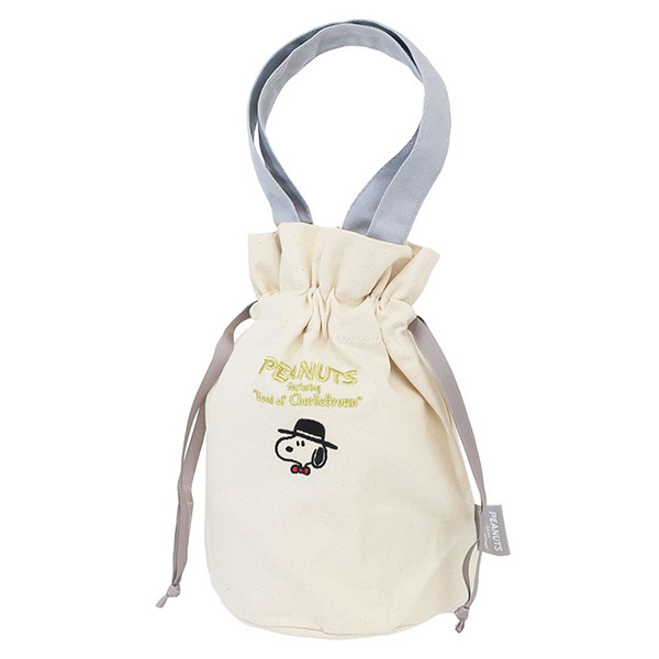SNOOPY帆布束口提袋(紳士帽-灰)