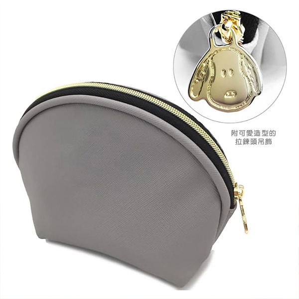 SNOOPY貝殼型化妝包(紳士帽-灰)