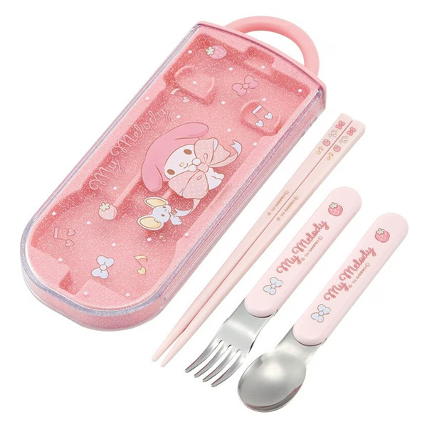 美樂蒂日製滑蓋式環保餐具3件組(緞帶)