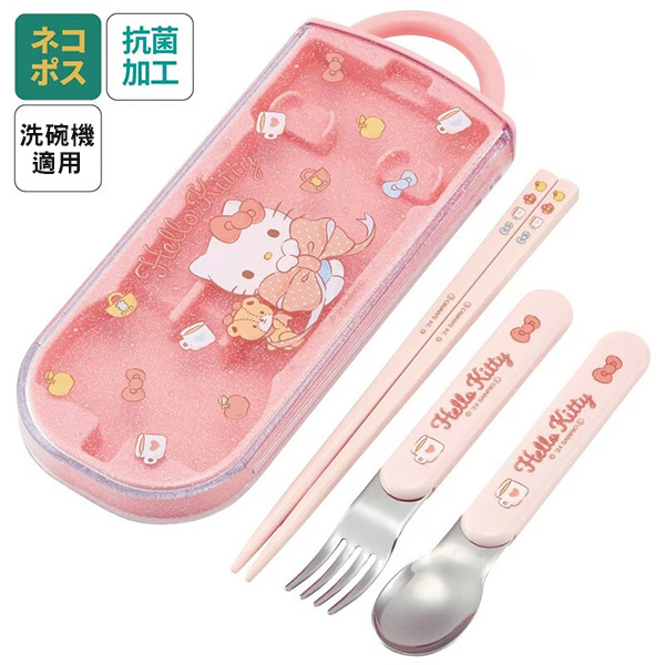 HELLO KITTY日製滑蓋式環保餐具3件組(緞帶)