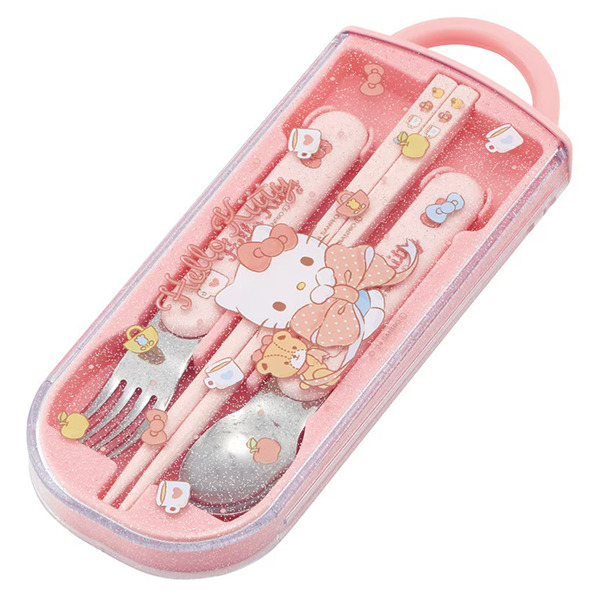 HELLO KITTY日製滑蓋式環保餐具3件組(緞帶)