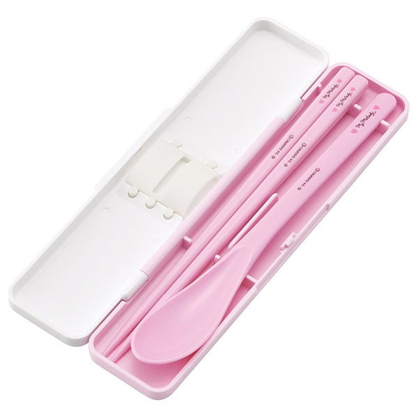 美樂蒂日製環保餐具2件組/筷子湯匙附盒(水彩化妝品)