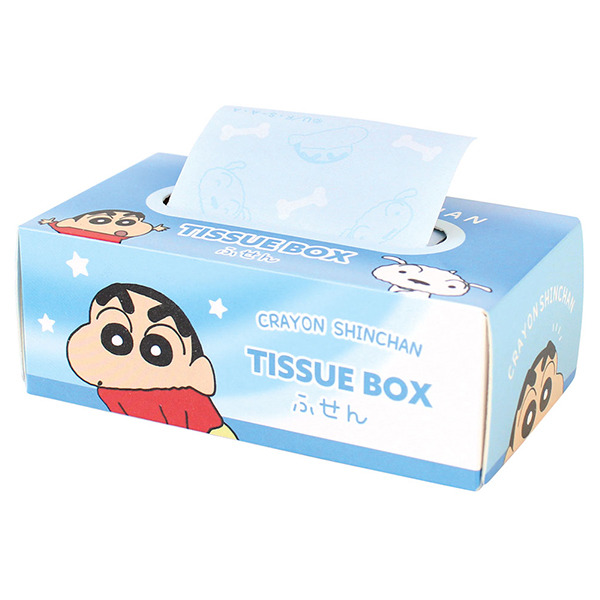 蠟筆小新面紙盒造型便條紙(藍色)