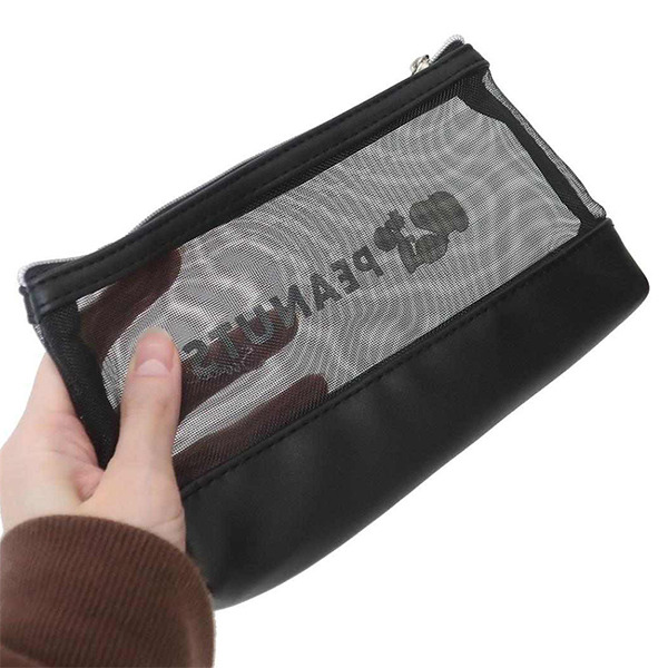 SNOOPY網狀透明筆袋(簡約黑)