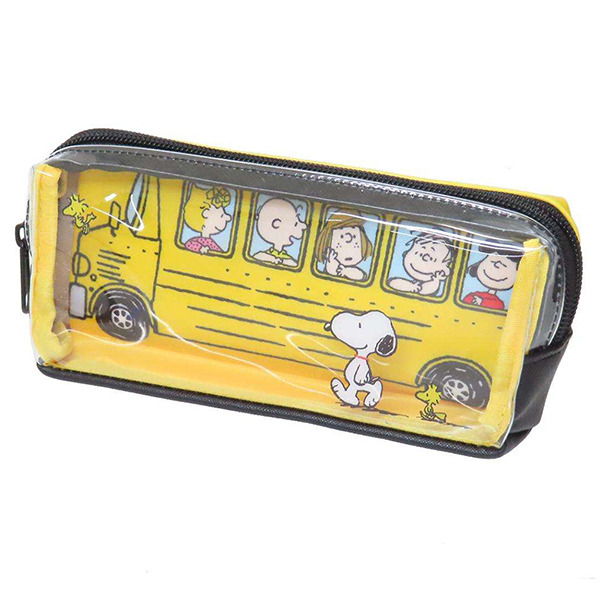 SNOOPY透明雙層筆袋(校車)
