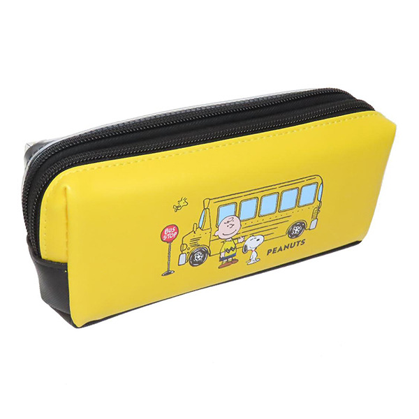 SNOOPY透明雙層筆袋(校車)