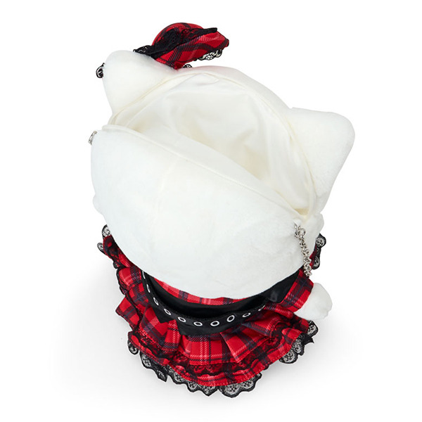 HELLO KITTY絨毛玩偶造型斜背包(甜蜜搖滾格紋)