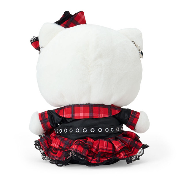 HELLO KITTY絨毛玩偶造型斜背包(甜蜜搖滾格紋)