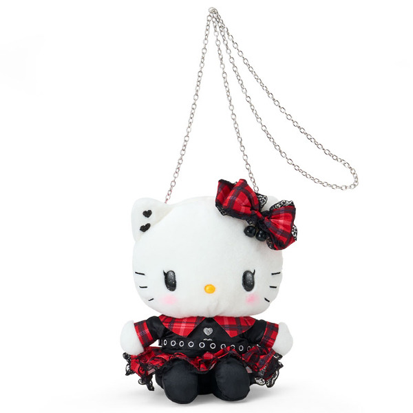 HELLO KITTY絨毛玩偶造型斜背包(甜蜜搖滾格紋)