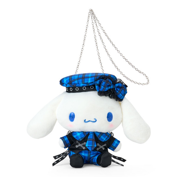 大耳狗絨毛玩偶造型斜背包(甜蜜搖滾格紋)